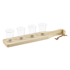 Wooden board and glasses in a set, 5/1